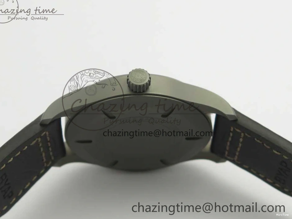 MIROTIME 0310 SmartChoice Mark XVIII IW327006 Titanium M+F 1:1 Best Edition Black Dial on Brown Leather Strap A 7145